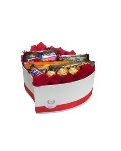 Corazón Grande 5 Rosas 8 Dulces 3 Bombones