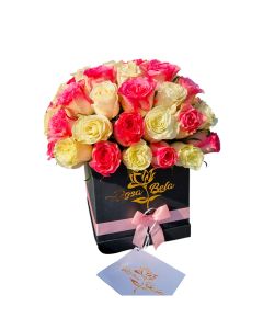 Bouquet 50 Rosas Naturales Base Cuadrada