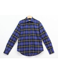Camisa navideña dama - Azul oscuro con negro c. pequeño 3 rayas blancas