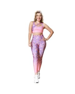 Conjunto Deportivo Bjx Para Dama Top Y Leggin Estampado Color Rosado